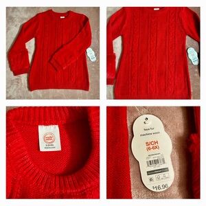 Wonder Nation Cherry Red Cable Knit Sweater